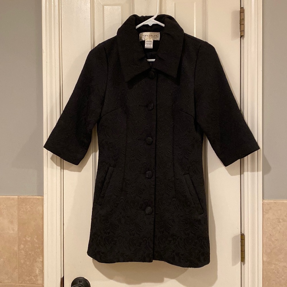 Francesca’s Collections Black Coat with 3/4 Sleeve